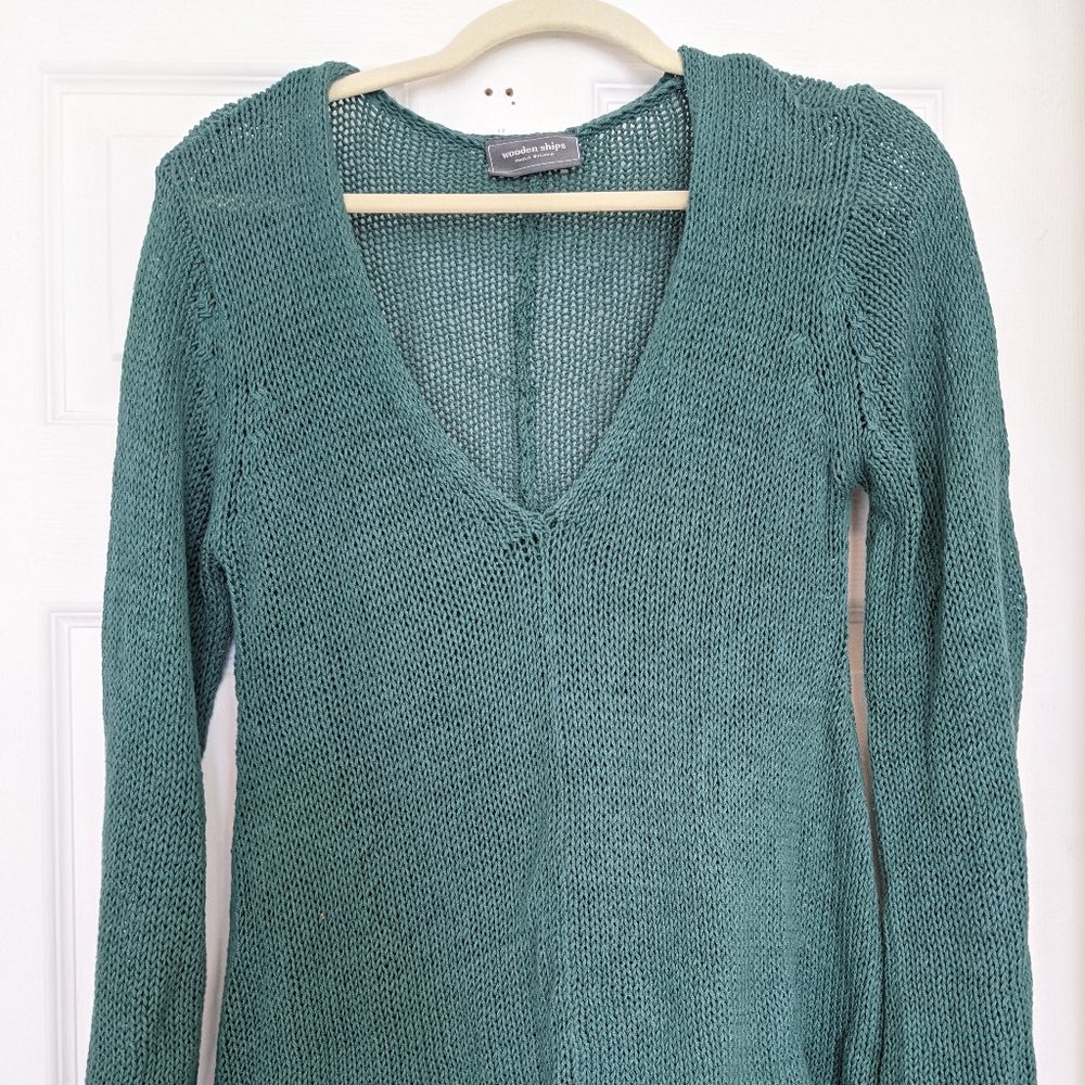 Lovely Loose Knit Teal Sweater Long Sleeves